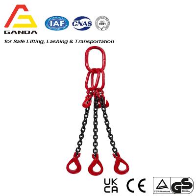 G80 6.7 t 3-Leg Adjustable chainsling with Safety Hooks